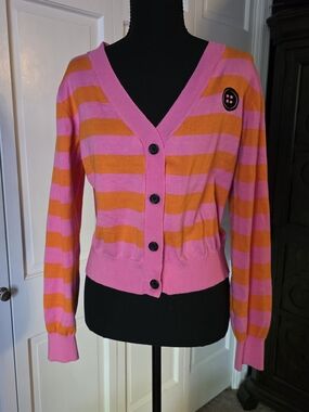 Coraline Cardigan 2024 Pink Orange Striped Button Up Sweater Other Mother